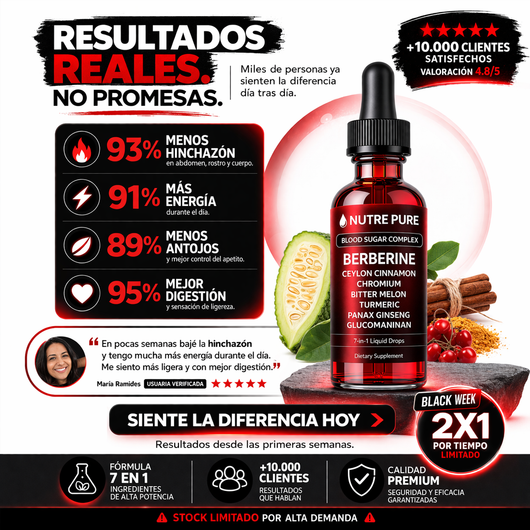 Gotas Control Azúcar 60ml Nutre Pure Con Berberina Canela Y Cromo