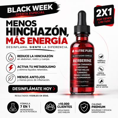 Gotas Control Azúcar 60ml Nutre Pure Con Berberina Canela Y Cromo