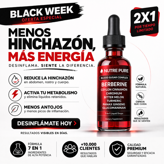 Gotas Control Azúcar 60ml Nutre Pure Con Berberina Canela Y Cromo