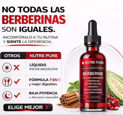 Gotas Control Azúcar 60ml Nutre Pure Con Berberina Canela Y Cromo